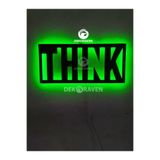 dekoraven Think-Motto Led Işıklı Ahşap Tablo yeşil
