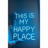 dekoraven This Is My Happy Place Neon Led Burası Benim Mutlu Mekanım Led Tabela Mavi 50x50cm, extremmotif305