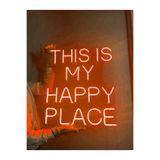 dekoraven This Is My Happy Place Neon Yazı Led Tabela Dekoratif Aydınlatma 50X50Cm Turuncu, thisismy