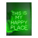 dekoraven This Is My Happy Place Neon Yazı Led Tabela Dekoratif Aydınlatma 50X50Cm Yeşil, thisismy