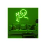 dekoraven Uzaylı Led Neon Tabela Amber Rengi 60x60 cm, uzylı8512