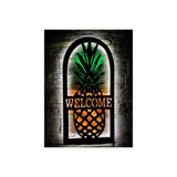 dekoraven Welcome Ananas Dekoratif Led Işıklı Ahşap Tablo, welcomeananas1