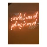Dekoraven Work Hard Play Hard Neon Led Duvar Yazısı Dekoratif Işıklı Gece Lambası Duvar Süsü, workorangeraven