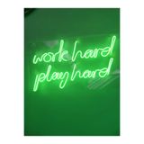 Dekoraven Work Hard Play Hard Neon Led Duvar Yazısı Dekoratif Işıklı Gece Lambası Duvar Süsü, workyeşilraven12