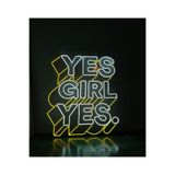 dekoraven Yes Girl Yes Neon Led Aydınlatma Tabela 50x50 cm Sarı-Beyaz, yesgirls