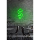 Dekoraven Yeşil Neon Led Duvar Yazısı Dekoratif Işıklı Gece Lambası Duvar Süsü Dollar Sign