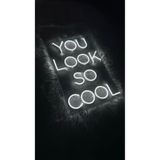 dekoraven You Look So Cool Yazı Neon Led Tabela Duvar Dekoru 120x80 cm Beyaz, looksocoll
