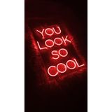 dekoraven You Look So Cool Yazı Neon Led Tabela Duvar Dekoru Kırmızı 60x40 cm, looksocoll