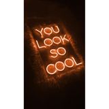 dekoraven You Look So Cool Yazı Neon Led Tabela Duvar Dekoru Turuncu 120x80 cm, looksocoll