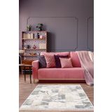 Dekoreko 2087 İnci Dijital Saçaklı Gri 120x180 cm Halı