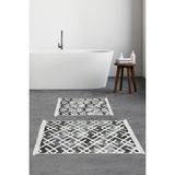 Dekoreko Dijital 2'li Banyo Paspas Takımı Trend Keçe Kaymaz Taban Saçaklı Iskandinav Babette Gri