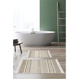 Dekoreko Dijital 2'li Banyo Paspas Takımı Trend Keçe Kaymaz Taban Saçaklı Iskandinav Cade Kahve
