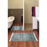 Dekoreko Dijital 2'li Banyo Paspas Takımı Trend Keçe Kaymaz Taban Saçaklı Iskandinav Mel Yeşil