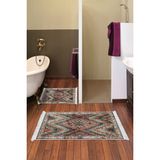 Dekoreko Dijital 2'li Banyo Paspas Takımı Trend Keçe Kaymaz Taban Saçaklı Iskandinav Olwen Renkli