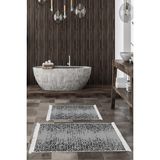 Dekoreko Dijital 2'li Banyo Paspas Takımı Trend Keçe Kaymaz Taban Saçaklı Iskandinav Terceiro Gri