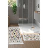 Dekoreko Dijital 2'li Banyo Paspas Takımı Trend Keçe Kaymaz Taban Saçaklı Modern Bay Renkli