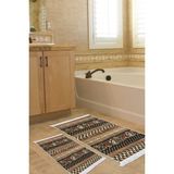 Dekoreko Dijital 2'li Banyo Paspas Takımı Trend Keçe Kaymaz Taban Saçaklı Modern Becca Kahve