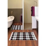 Dekoreko Dijital 2'li Banyo Paspas Takımı Trend Keçe Kaymaz Taban Saçaklı Modern Lee Siyah