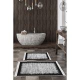 Dekoreko Dijital 2'li Banyo Paspas Takımı Yıldız Deri Kaymaz Taban Saçaklı Modern Evelina Siyah