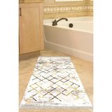Dekoreko Dijital Banyo Halısı Trend Keçe Kaymaz Taban Saçaklı Modern Brooklyn Gold