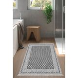 Dekoreko Dijital Banyo Halısı Trend Keçe Kaymaz Taban Saçaklı Modern Christie Gri