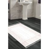 Dekoreko Dijital Banyo Halısı Trend Keçe Kaymaz Taban Saçaklı Modern Rana Pembe