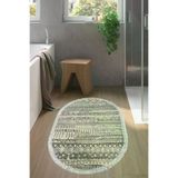 Dekoreko F5080P1-3 Kaymaz Taban Djt Banyo Halısı Star Pamuk Saçaklı Oval Iskandinav F5080 Gri