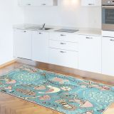 Dekoreko İnci 2125 Mavi 80x150 cm Saçaksız Mutfak Halısı