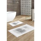 Dekoreko Kaymaz Taban Djt 2'li Banyo Paspas Takımı Trend Saçaklı Modern 723 Krem