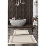 Dekoreko Kaymaz Taban Djt 2'li Banyo Paspas Takımı Trend Saçaklı Modern KT493 Krem