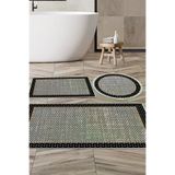 Dekoreko Kaymaz Taban Djt 3 Lü Banyo Paspas Takımı Trend Karışık Yuvarlak Modern 604m Siyah 604MK3-10P3Y