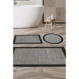 Dekoreko Kaymaz Taban Djt 3'lü Banyo Paspas Takımı Trend Karışık Modern 604M Siyah