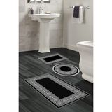 Dekoreko Kaymaz Taban Djt 3'lü Banyo Paspas Takımı Trend Karışık Modern 608M Siyah
