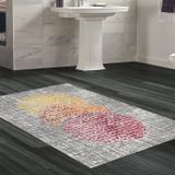 Dekoreko Kaymaz Taban Djt Banyo Halısı Trend Modern E4052 Bej Krem Mavi