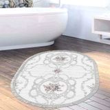 Dekoreko Kaymaz Taban Djt Banyo Halısı Trend Saçaklı Oval Modern 1494 Gri