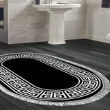 Dekoreko Kaymaz Taban Djt Banyo Halısı Trend Saçaklı Oval Modern 608M Gri