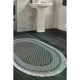 Dekoreko Kaymaz Taban Djt Banyo Halısı Trend Saçaklı Oval Modern M5001 Gri M5001K1-3