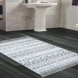 Dekoreko Kaymaz Taban Djt Banyo Halısı Yıldız Deri Saçaklı İskandinav F5078 Gri