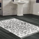 Dekoreko Kaymaz Taban Djt Banyo Halısı Yıldız Deri Saçaklı Modern 1910 Gri