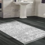 Dekoreko Kaymaz Taban Djt Banyo Halısı Yıldız Deri Saçaklı Modern 1918 Gri