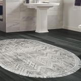 Dekoreko Kaymaz Taban Djt Banyo Halısı Yıldız Deri Saçaklı Oval İskandinav F5083 Gri