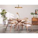 Dekorew Bohem Kayın Yuvarlak Kelebek Ayakli Masa Hasirli Sandalye Takımı 100X100CM-SILINEBILIR Kumaş - Naturel Ahşap - 100cm x 100 cm çapında yuvarwlak