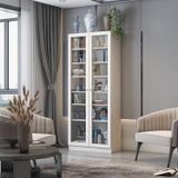 Dekorex BFE211-Beyaz Temper Cam Kapaklı Büfe Vitrin