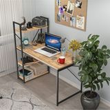 Dekorex CLM108 Ceviz Metal Kitaplıklı Çalışma Masası - 125X120X60 - Açık Ceviz