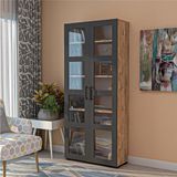 Dekorex KTP211-C-ANTRASIT 2 Cam Kapaklı 6 Raflı Yüksek Kitaplık (G:80CM Y:185CM D:36CM)