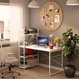 DEKOREX METAL KİTAPLIKLI ÇALIŞMA MASASI CLM108 BEYAZ