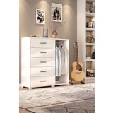 Dekorex Sfr104-Beyaz -Beş Çekmeceli Askılı Şifonyer