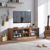 Dekorex TVS208-CEVİZ Vesta Serisi Cam Kapaklı Televizyon Sehpası - Ceviz