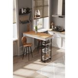 Dekorfim DF01103AC Amsterdam Raflı Yüksek Bar Masası Mutfak Yemek Masası - Atlantik Çam - 120 x 50