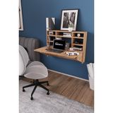 Dekorfim DF01104CM Duvara Monte Katlanır Çalışma Masası – Raflı Duvar Masası, Minimal Tasarım - Atlantik Çam - 64*90